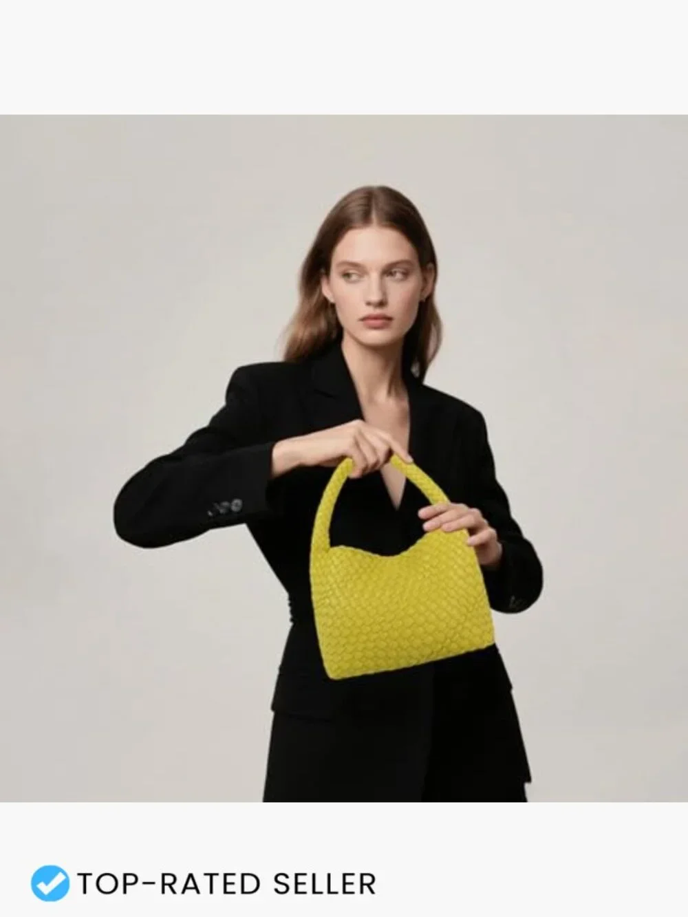 Woven Vegan Leather Hobo Bag Mini Cute Tote Shoulder Purse Lightweight Daily - Picture 2 of 7